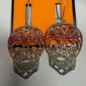 Bella Jack Sugar Skull Earrings Rhinestone Día De Los Muertos Cinco De Mayo